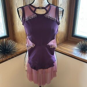 Lyrical Dance Costume Burgundy & Pink Medium Child